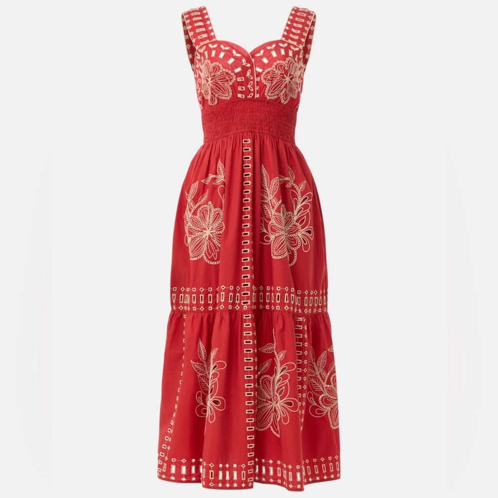 Rails Fawn Dress Red and Cream Floral Midi - Picture 2 of 8